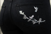 Load image into Gallery viewer, Silver Foil Bird Jeans

