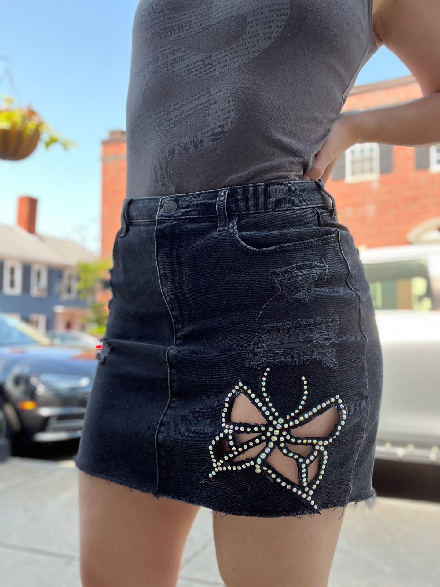 Denim Butterfly Skirt