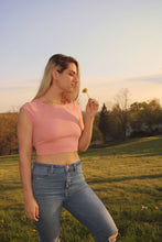 Load image into Gallery viewer, Soft Pink Crop Top w/ Open Back
