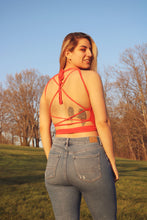 Load image into Gallery viewer, Deep Coral Backless Crop Top
