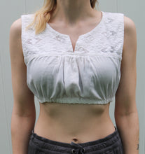 Load image into Gallery viewer, White Crop Top w/ Lace Detail
