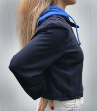 Load image into Gallery viewer, Blue/Black Cropped Jacket Hoodie
