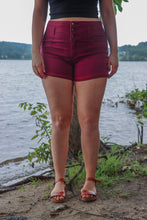 Load image into Gallery viewer, High Waisted Burgundy Shorts

