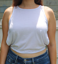 Load image into Gallery viewer, White Crop Top w/ Laser Cut Back
