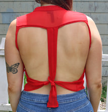 Load image into Gallery viewer, Backless Red Cropped Blouse
