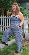 Load image into Gallery viewer, Navy Blue/White Patterned Jumpsuit
