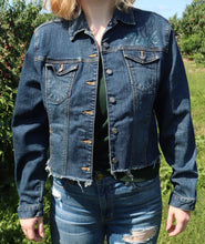 Load image into Gallery viewer, Denim Cropped Tinkerbell Jacket
